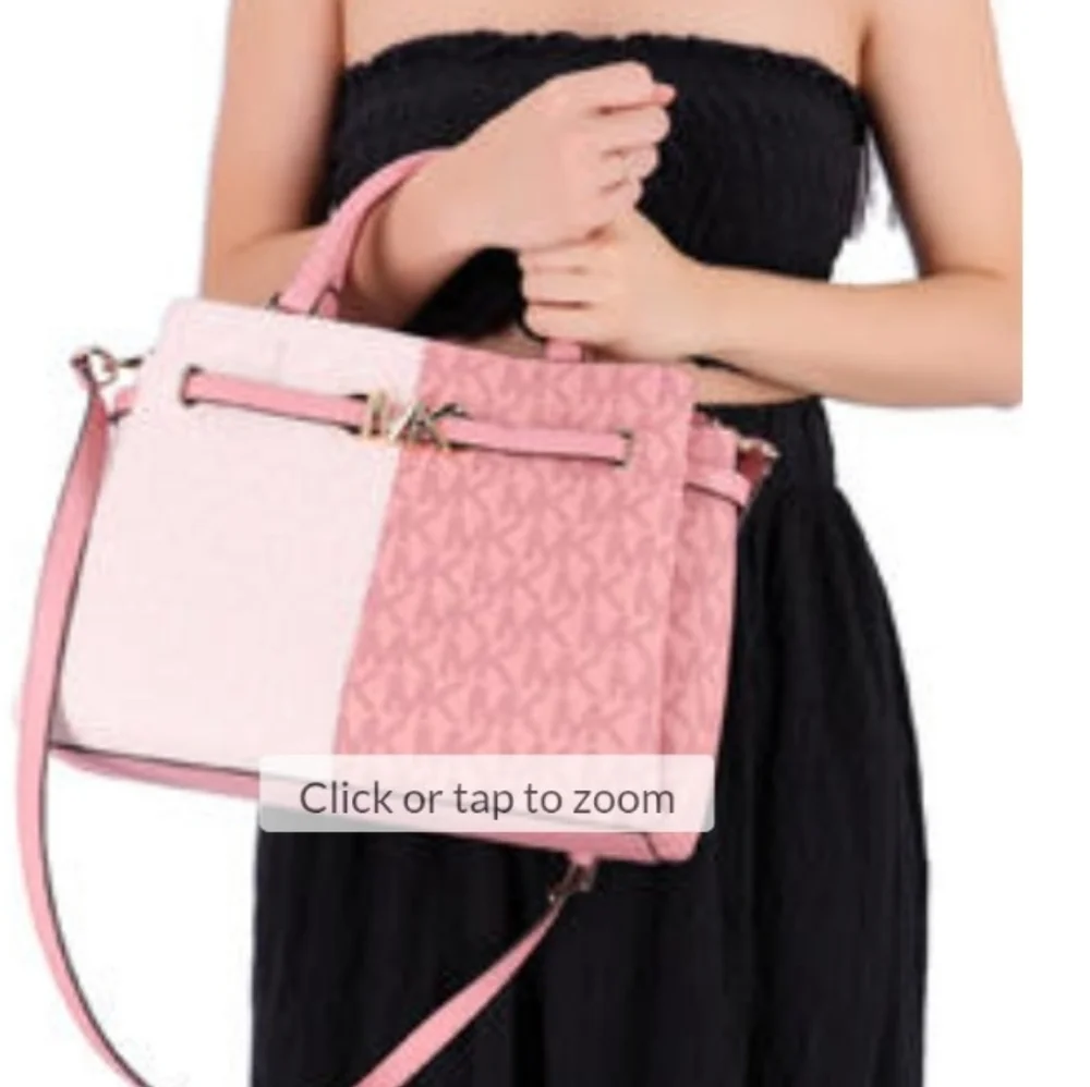 NWT MICHAEL KORS REED LARGE CENTER ZIP BELTED SATCHEL PRIMROSE SIGNATURE MULTI
